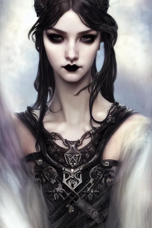Prompt: beautiful and gothic and evil and luxury and dieselpunk young medieval female knight portrait like blackpink lisa +smoky eyes+front face with light flowing hair, ultradetail face, art and illustration by tian zi and craig mullins and WLOP and alphonse mucha, fantasy, intricate complexity, human structure, human anatomy, fantasy character concept, watermark, blurry, hyperrealism 8k