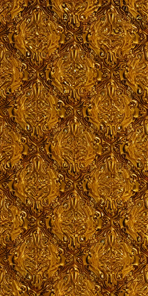 Prompt: seamless 3D baroque gold pattern, Beautiful dynamic shadows ,Artstation, versace pattern, concept design art, Octane render,8K