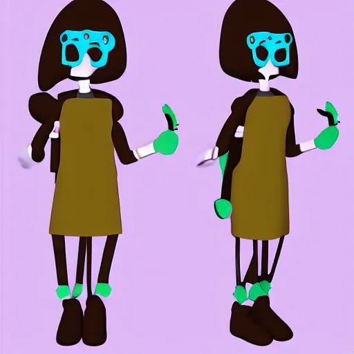 Image similar to design sheet for a cutout stop motion - animation character, a nerdy girl