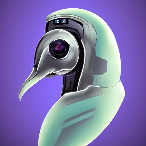 Image similar to cybernetic bottlenose dolphin bust profile picture, male anthropomorphic android design, bulbous beak, commission on FurAffinity, cute, digital art, unreal engine