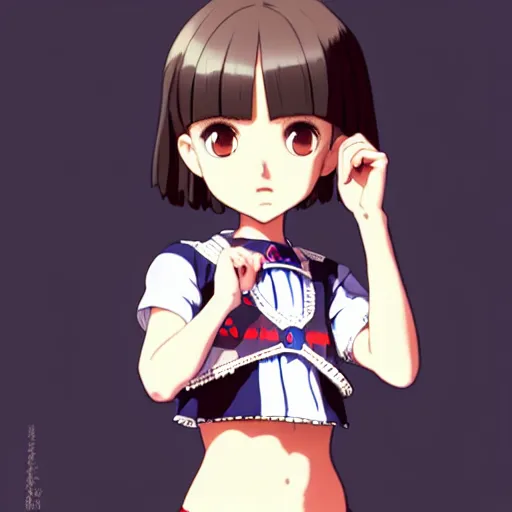 Image similar to a beautiful! boyish! natalie portman alluring gravure! model, wearing catholic school girl outfit with mayan pattern and native style, aztec street fashion, gapmoe yandere grimdark, trending on pixiv fanbox, painted by greg rutkowski makoto shinkai takashi takeuchi studio ghibli, akihiko yoshida