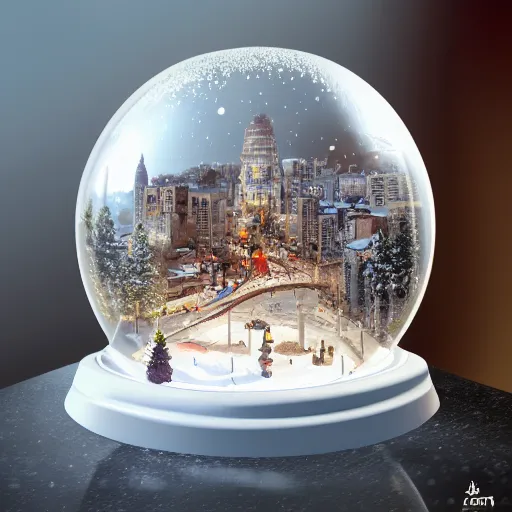 Image similar to snow globe of buenos aaires city, artstation, photorealism