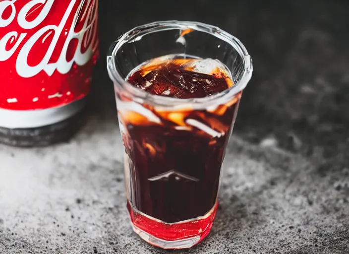 Prompt: dslr food photograph of iced coke 8 5 mm f 1. 8