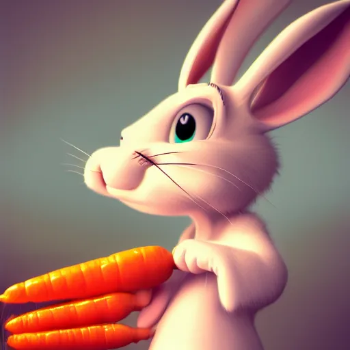 Image similar to Bugs Bunny eating a carrot, hyperdetailed, artstation, cgsociety, 8k