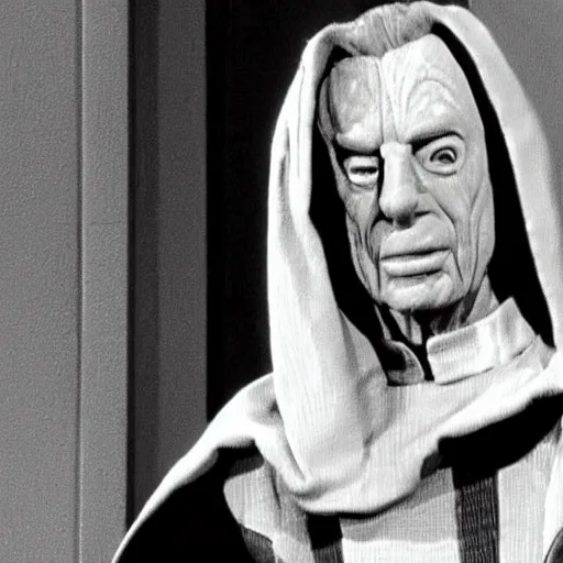 Image similar to emperor palpatine makes a special guest appearance on mr. rogers neighborhood