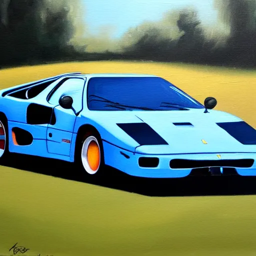 Image similar to a oil painting of a ferrari f - 4 0