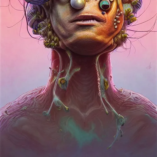 Image similar to fungus mohawk projector portrait by gaston bussierre and charles vess and james jean and erik jones and rhads, inspired by rick and morty, epic, funny, huge scale, beautiful fine face features, intricate high details, sharp, ultradetailed