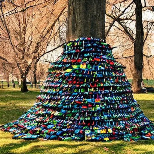 Image similar to a tree made of socks