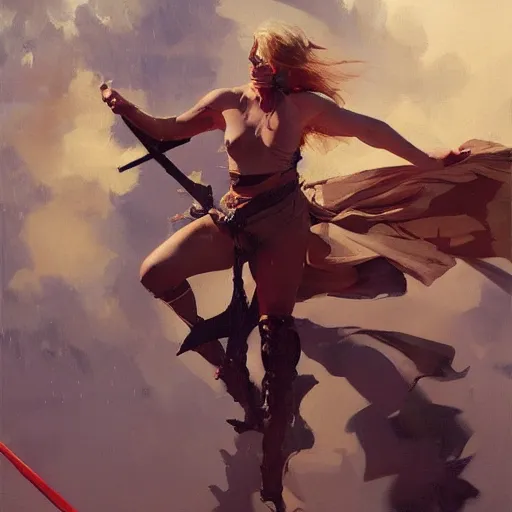 Image similar to greg manchess painting of raining swords, organic painting, sunny day, matte painting, bold shapes, hard edges, street art, trending on artstation, by huang guangjian, gil elvgren, ruan jia, randy vargas, greg rutkowski