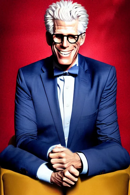 Image similar to a painting of ted danson in the good place, art by robin eley