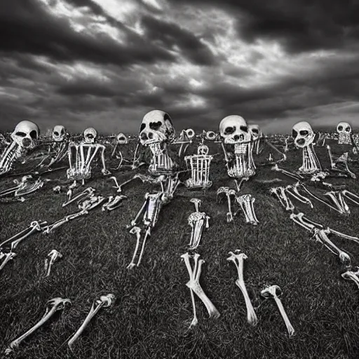 Image similar to field of skeletons, award winning horror photography