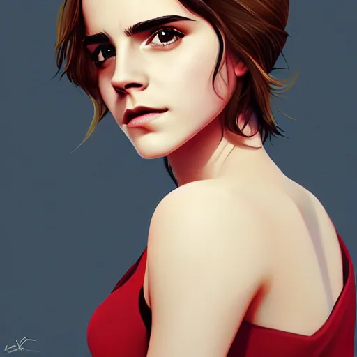 Image similar to emma watson, concept art, animation, elegant, 2d, ultra highly detailed, digital painting, smooth, sharp focus, artstation, art by Ilya Kuvshinov