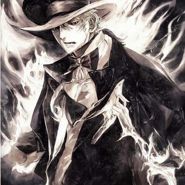 Prompt: The Portrait of The Dark Flames of Vengeance Edmond Dantes, Anime Fantasy Illustration by Tomoyuki Yamasaki, Kyoto Studio, Madhouse, Ufotable, trending on artstation