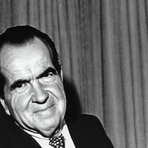 Prompt: Richard Nixon lost in the backrooms.