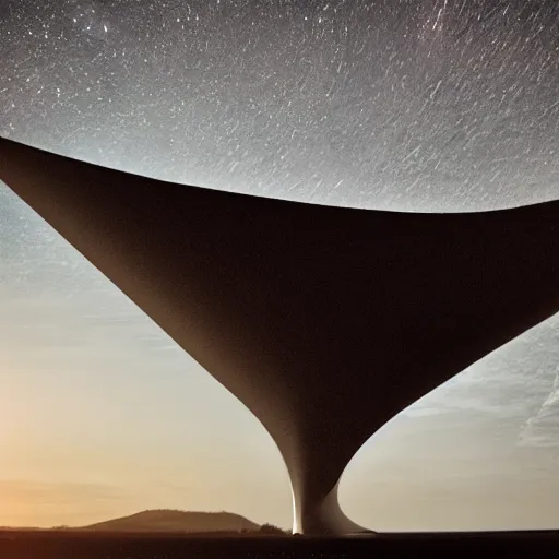 Prompt: award winning photograph of a futuristic alien starship