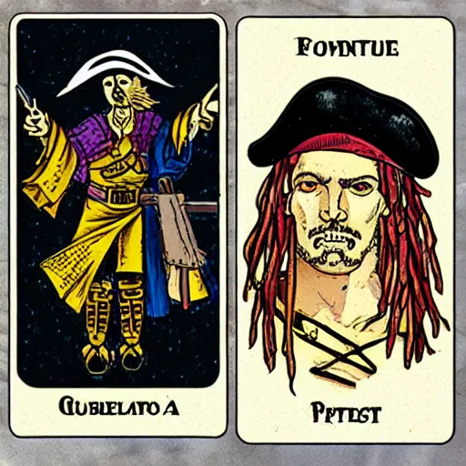 Prompt: tarot card of a pirate