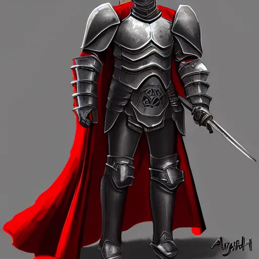 Prompt: knight armored in red, fantasy art, trending on artstation