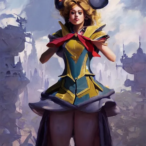 Image similar to greg manchess portrait painting of partially armored alice from alice in wonderland as overwatch character, medium shot, asymmetrical, profile picture, organic painting, sunny day, matte painting, bold shapes, hard edges, street art, trending on artstation, by huang guangjian, gil elvgren, ruan jia, randy vargas, greg rutkowski