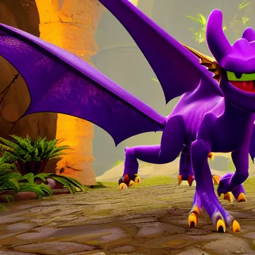 Prompt: Spyro the dragon as a eldritch monster 8k Hyper realistic unreal engine good detail