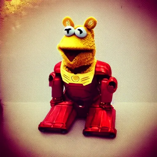 Image similar to “Animal from The Muppets, dressed as Iron Man”