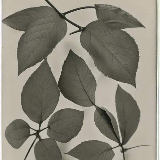 Image similar to page from an AI herbarium with plants photographed by Karl Blossfeldt, 1920s Polaroid,