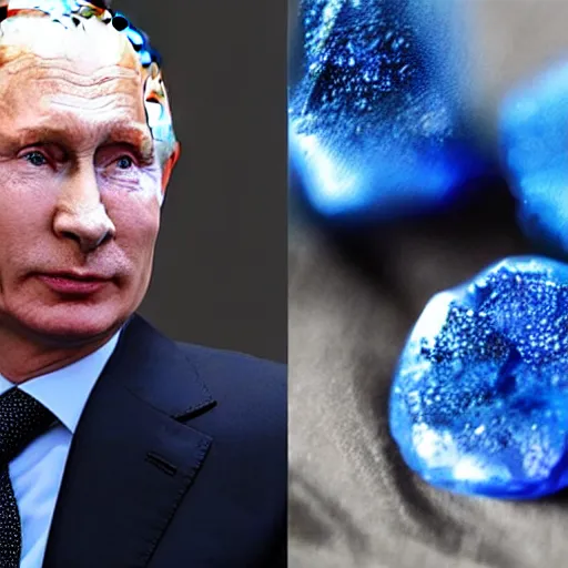Prompt: vladimir putin with blue crystals