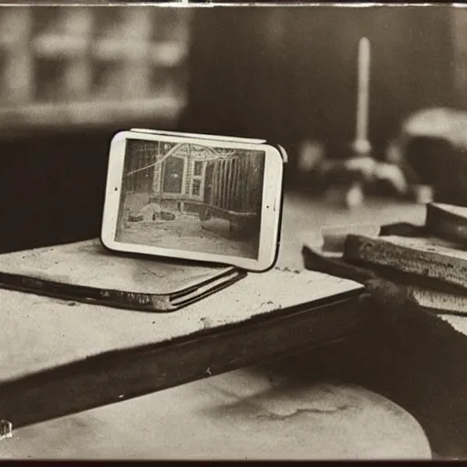 Image similar to an early 1900s photo of an iphone