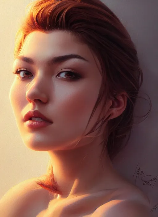 Image similar to high angle photo of a gorgeous young woman in the style of stefan kostic, realistic, sharp focus, 8 k high definition, insanely detailed, intricate, elegant, art by stanley lau and artgerm