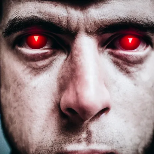 Image similar to a man with red glowing eyes