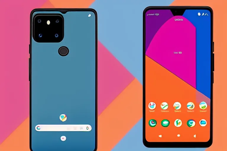 Prompt: a front and back render of the pixel 4XL but it has a full front screen with no bezels and 5 cameras on the back