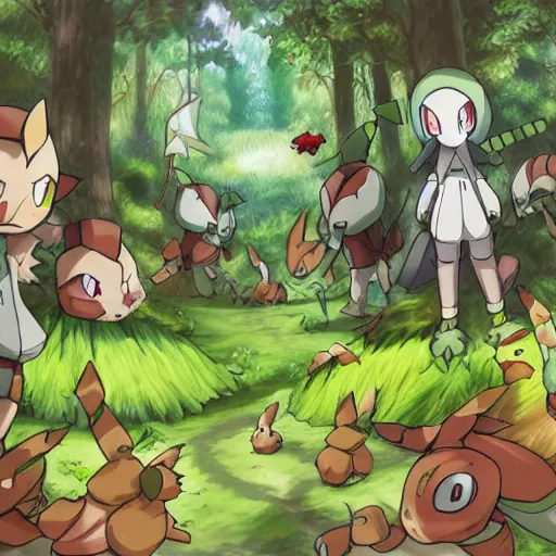 Image similar to turtwig the pokemon in a forest, in the re : zero anime art style, | | fantasy, highly detailed
