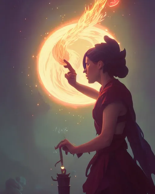 Image similar to highly detailed vfx portrait of a mage casting a earth spell, unreal engine, greg rutkowski, loish, rhads, beeple, makoto shinkai and lois van baarle, ilya kuvshinov, rossdraws, tom bagshaw, alphonse mucha, global illumination, detailed and intricate environment