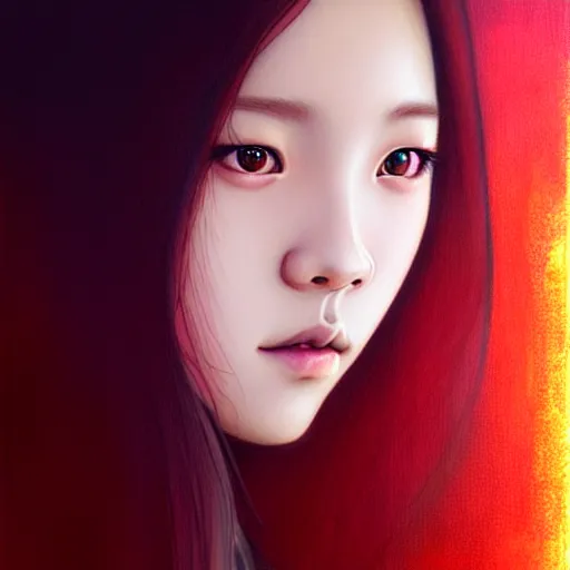 Image similar to jisoo of blackpink, hyperrealistic portrait, bladerunner street, art by artgerm and greg rutkowski and fra angelico and alphons mucha, fantasy art, photo realistic, dynamic lighting, artstation, poster, volumetric lighting, very detailed face, intricate complexity, rule of thirds, 8 k, award winning, unreal engine