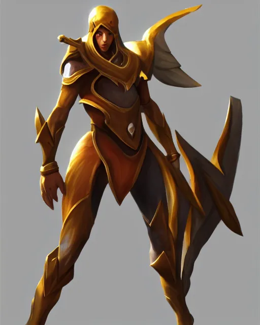 Prompt: realistic illustration of Azir League of Legends standing pose deviantart artstation concept art 4k