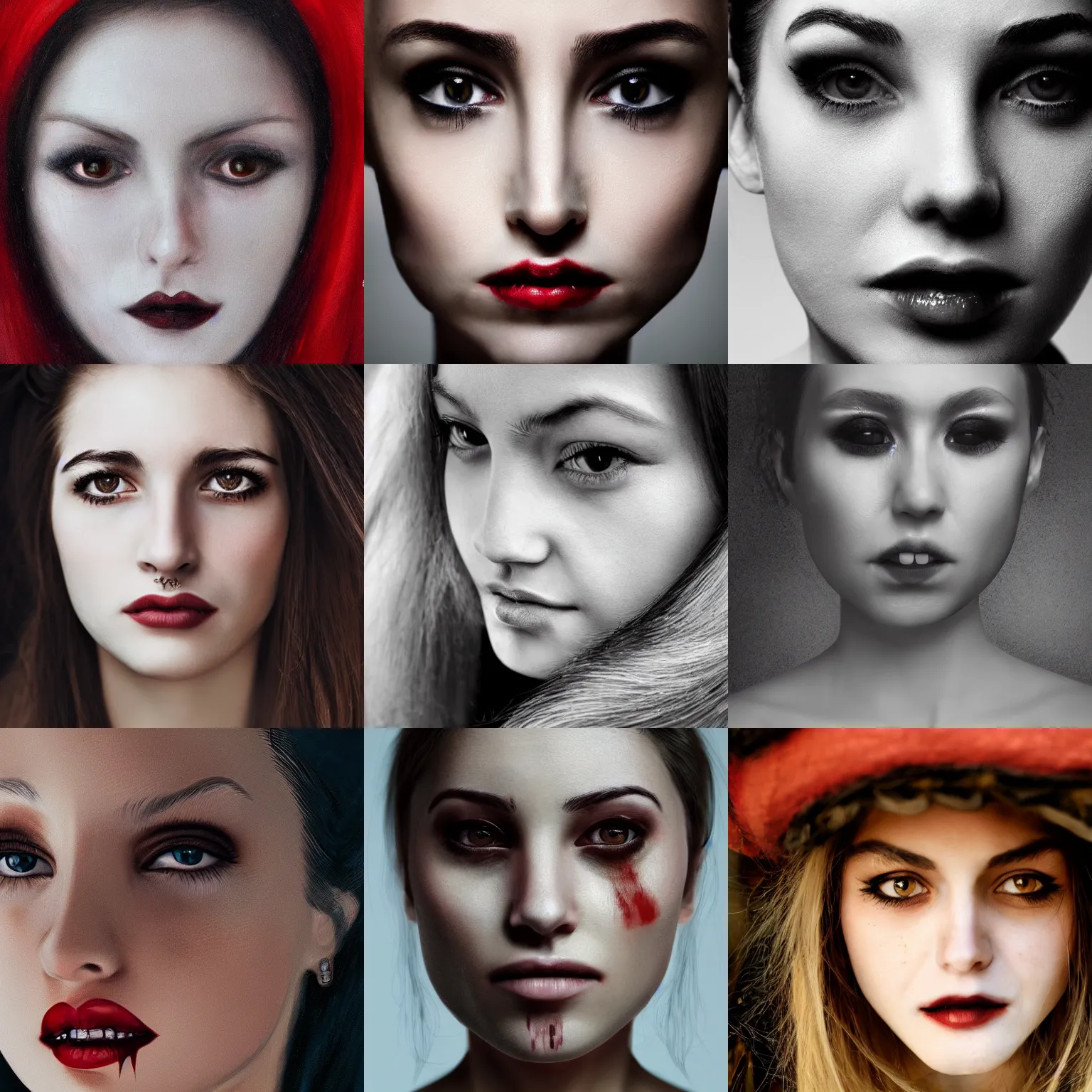 Prompt: close up face female portrait, (((((((((Vampire))))))))),