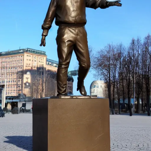 Prompt: a bronze statue of leif gw persson in sergel's square