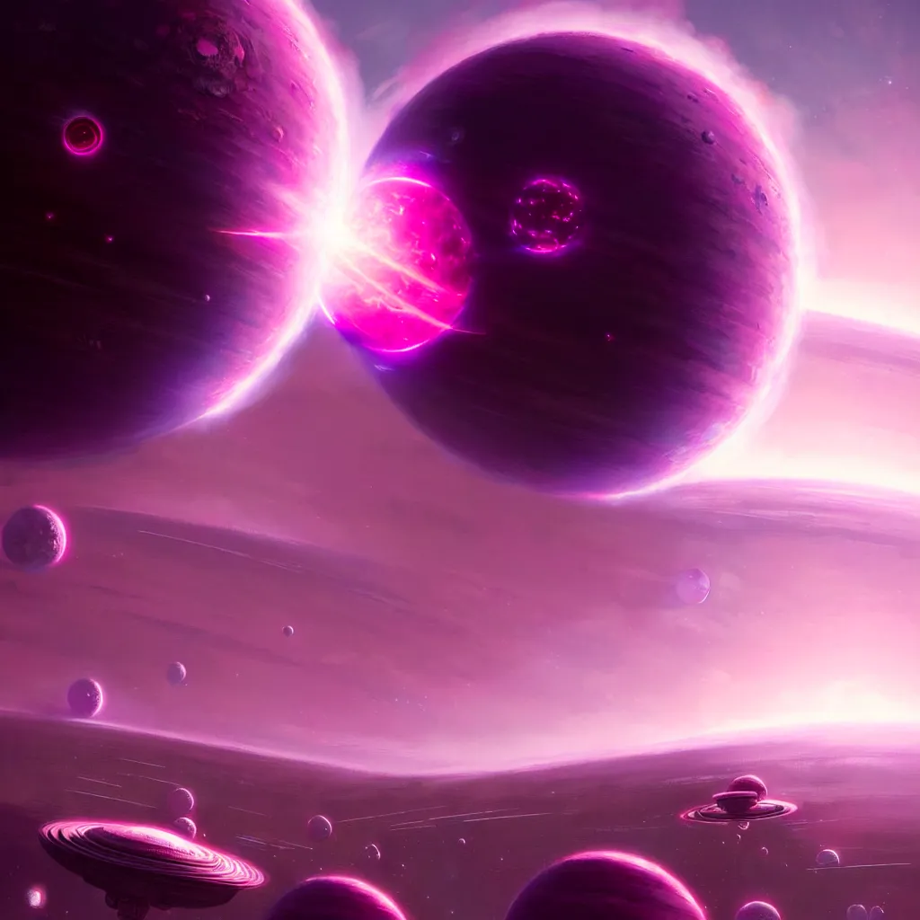 Image similar to dyson sphere program pink planet, concept art, by greg rutkowski