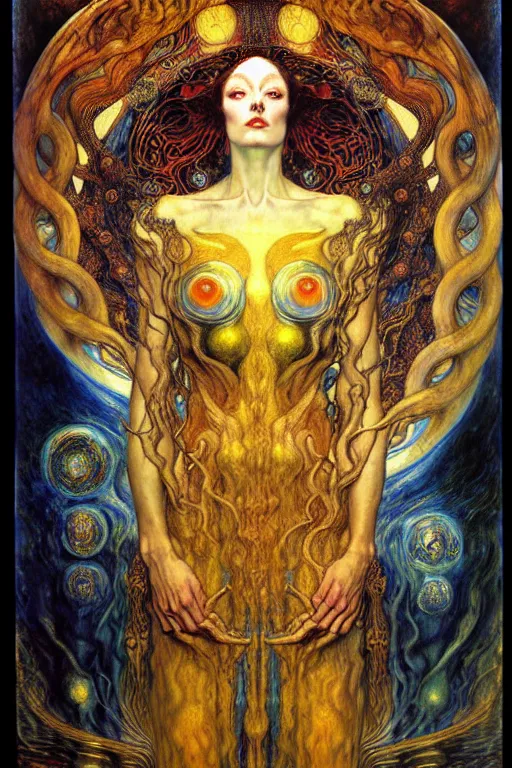 Image similar to Divine Chaos Engine by Karol Bak, Jean Delville, William Blake, Gustav Klimt, and Vincent Van Gogh, symbolist, visionary