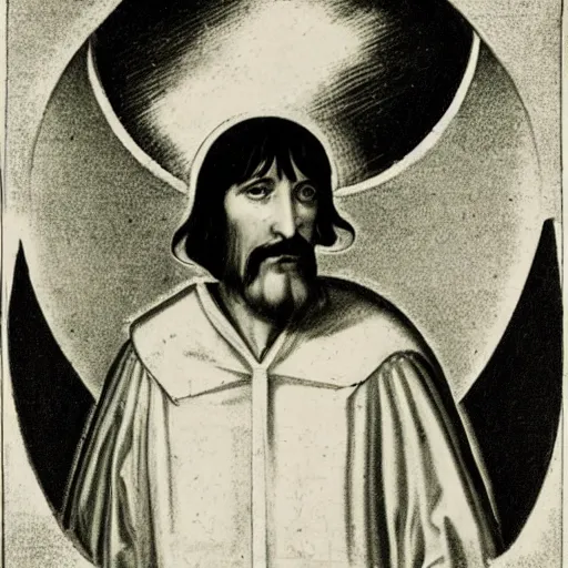 Prompt: giordano bruno looking at the cosmos