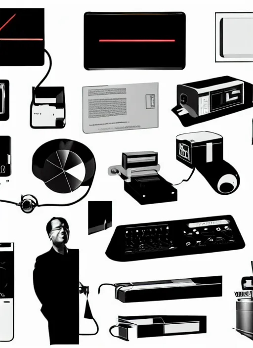 Image similar to electronic gadgets designed by Syd Mead, Jony Ive and Dieter Rams