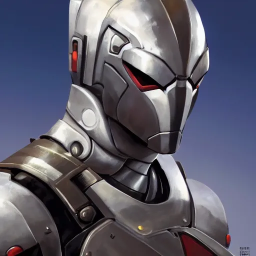 Image similar to greg manchess portrait painting of armored spiderman ultraman grey fox metal gear cyborg japanese - american hybrid as overwatch character, medium shot, asymmetrical, profile picture, organic painting, sunny day, matte painting, bold shapes, hard edges, street art, trending on artstation, by huang guangjian and gil elvgren and sachin teng