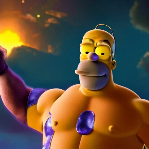 Prompt: Homer Simpson as Thanos, cinematic, 4K