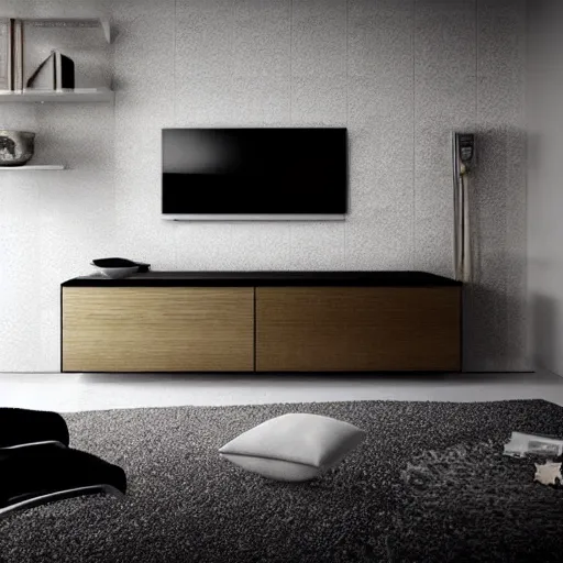 Prompt: minimal style tv furniture, modern architecture, high resolution