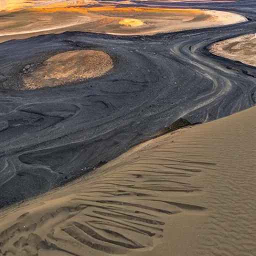 Image similar to sand mountain, lava rivers, photo