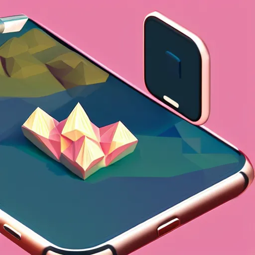 Image similar to isometric cute 3 d low poly japanese macque using an iphone