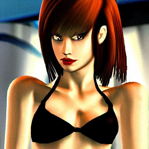 Prompt: joanna dark, perfect dark, 2 0 0 0, nintendo 6 4