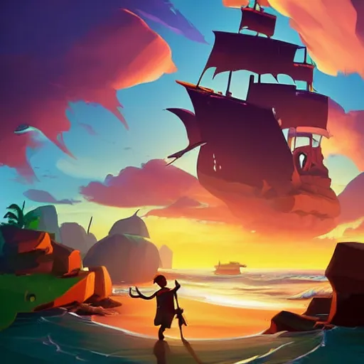 Image similar to painting treasure on sea of thieves game smooth median photoshop filter cutout vector, behance hd by jesper ejsing, by rhads, makoto shinkai and lois van baarle, ilya kuvshinov, rossdraws global illumination