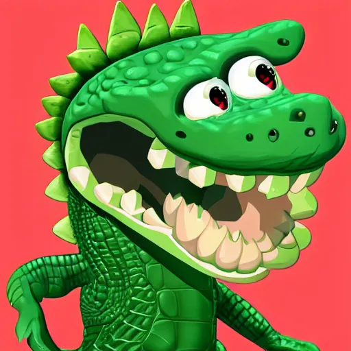 Image similar to a crocodile as video game character, cute, digital art, concept art, 4 k