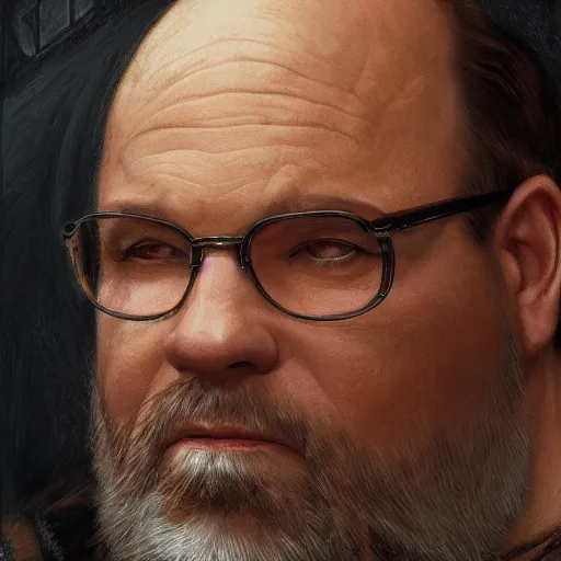 Prompt: george costanza as a realistic d & d fantasy character, closeup portrait art by donato giancola and greg rutkowski, vintage retro, realistic face, digital art, trending on artstation, symmetry!!