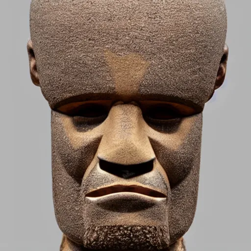 Prompt: LeBron James Easter island head statue